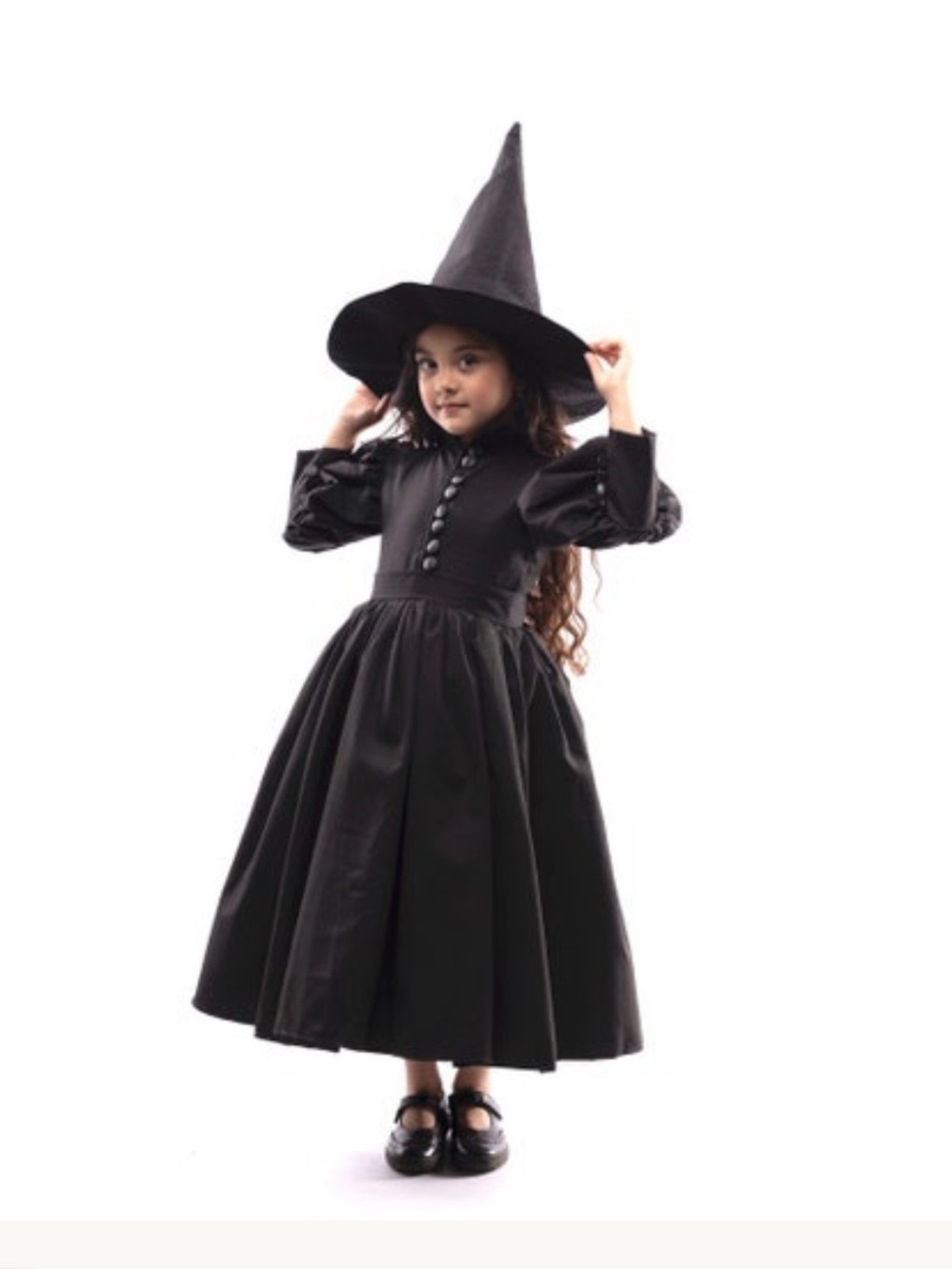 Girls Elphaba Costume from Wicked – Custom Green Witch Dress, Size 7–10ish